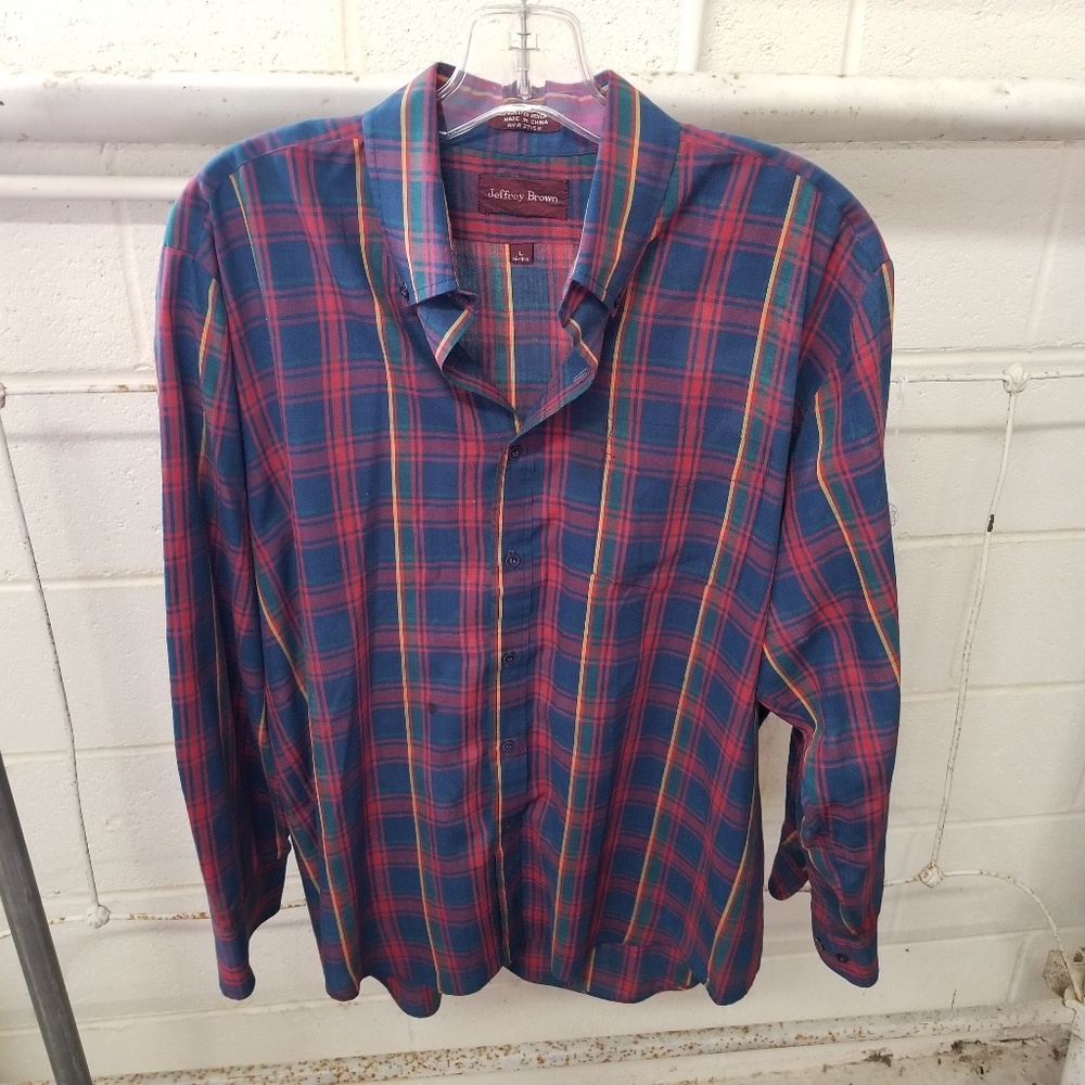 Vintage Jeffrey Brown Lg Men's Button Down Shirt